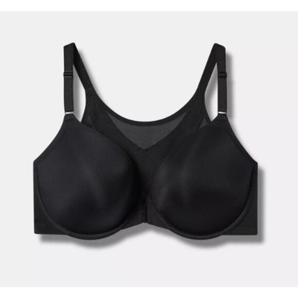 Torrid Ultimate Smoothing T-Shirt Front-Close Bra Black Mesh Back Women's 48 B - Picture 3 of 12